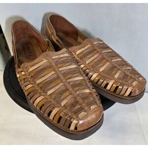 Stacy Adams Mens Hurache Fisherman Sandals 13W Brown Leather Resort Preppy